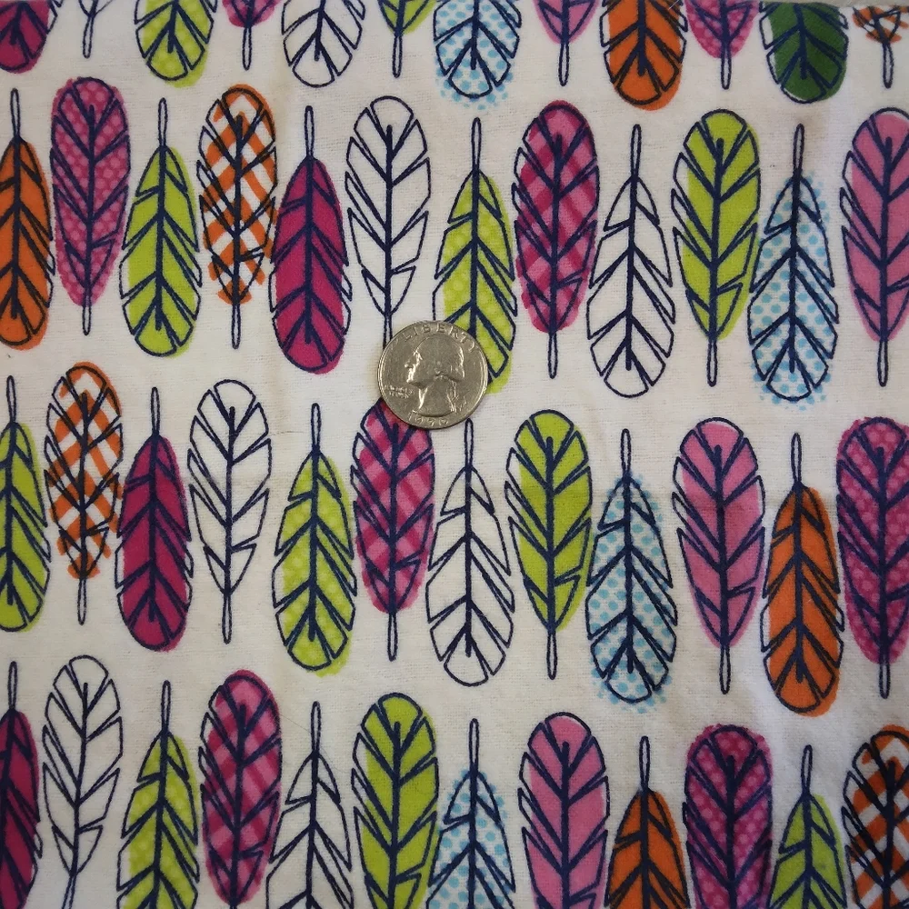 FABRIC Colorful Feather Print Fabric by Joann flannel 100% Cotton
